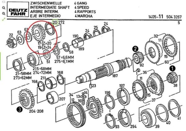 Zahnrad z=20, Nr. 04401333, Deutz, Deutz-Fahr – Bild 3
