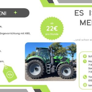 Mietschlepper Leihschlepper Vorführschlepper Deutz Agrotron 6215