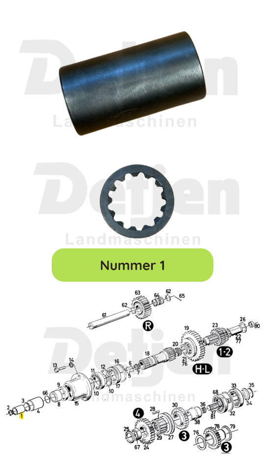 Verbindungsmuffen für Zapfwelle/Hohlwelle Deutz, Deutz-Fahr