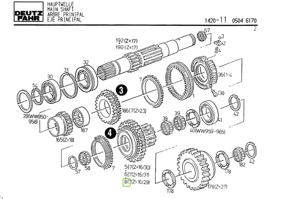 Zahnrad z=16/29 Deutz-Fahr Dx 4.07, 4.17, usw. – Bild 4