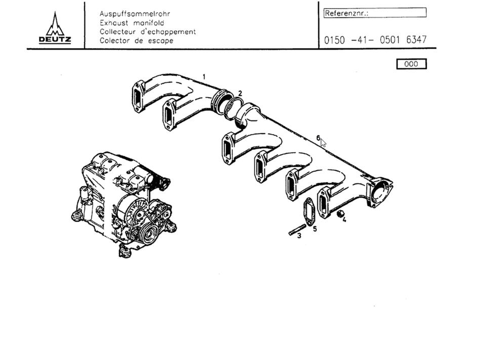 Abgaskrümmer für Deutz Dx 85, 90, 110, 120, Deutz-Fahr – Bild 2